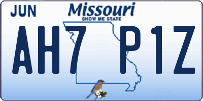 MO license plate AH7P1Z