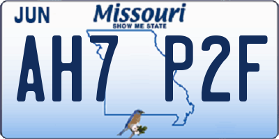 MO license plate AH7P2F