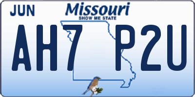 MO license plate AH7P2U
