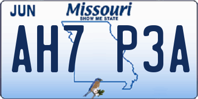 MO license plate AH7P3A