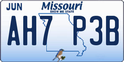 MO license plate AH7P3B