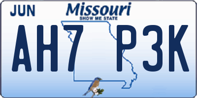 MO license plate AH7P3K