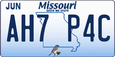 MO license plate AH7P4C