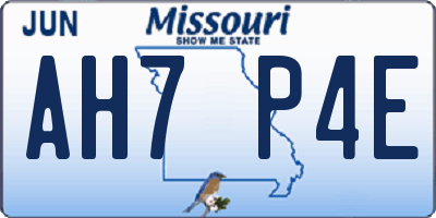 MO license plate AH7P4E
