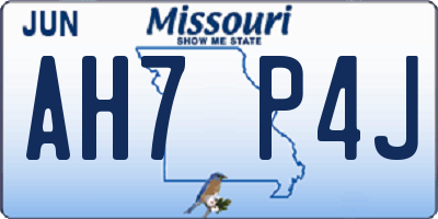 MO license plate AH7P4J