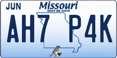 MO license plate AH7P4K