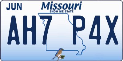 MO license plate AH7P4X