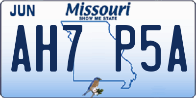 MO license plate AH7P5A