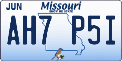 MO license plate AH7P5I