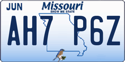 MO license plate AH7P6Z