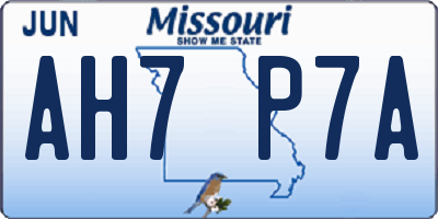 MO license plate AH7P7A
