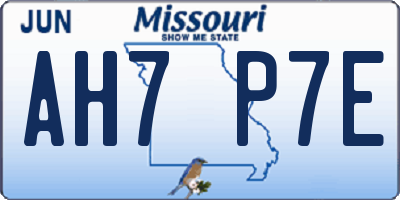 MO license plate AH7P7E
