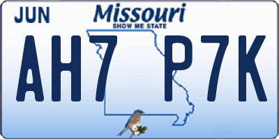 MO license plate AH7P7K