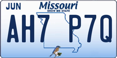 MO license plate AH7P7Q