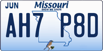 MO license plate AH7P8D