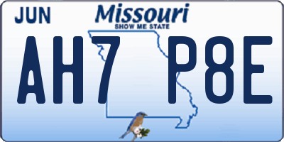 MO license plate AH7P8E