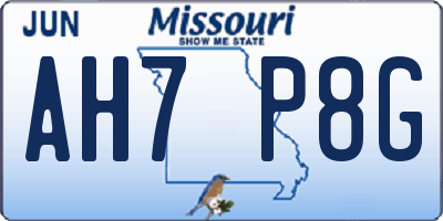 MO license plate AH7P8G
