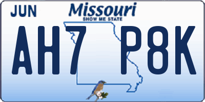 MO license plate AH7P8K