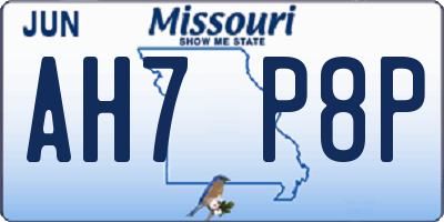 MO license plate AH7P8P