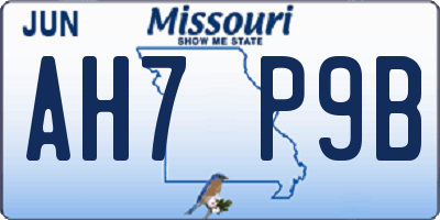 MO license plate AH7P9B