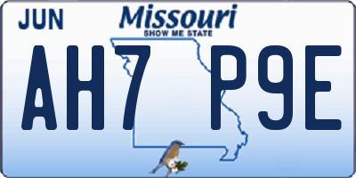 MO license plate AH7P9E