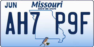 MO license plate AH7P9F