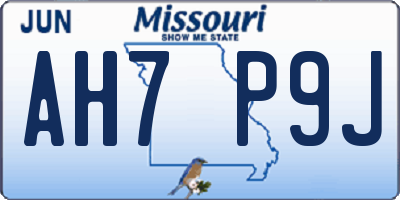 MO license plate AH7P9J