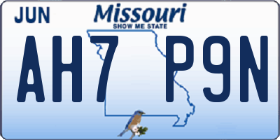 MO license plate AH7P9N