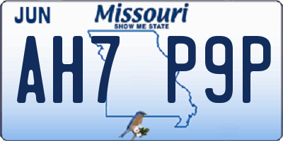 MO license plate AH7P9P