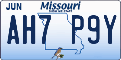 MO license plate AH7P9Y
