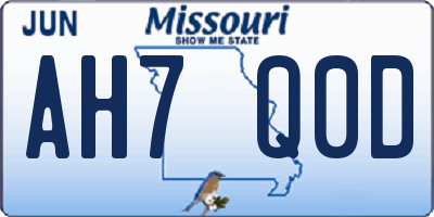 MO license plate AH7Q0D