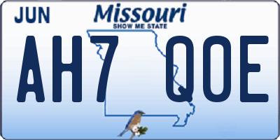 MO license plate AH7Q0E