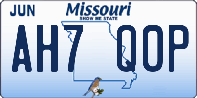 MO license plate AH7Q0P