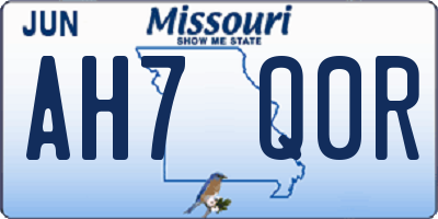 MO license plate AH7Q0R