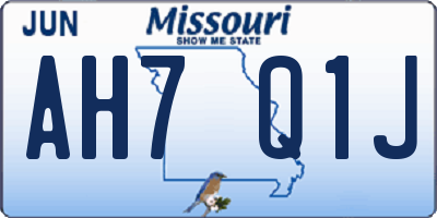MO license plate AH7Q1J