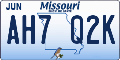 MO license plate AH7Q2K