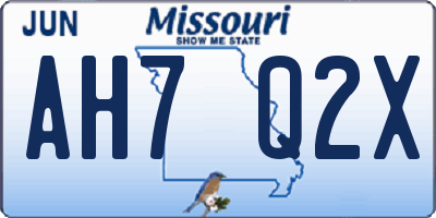 MO license plate AH7Q2X