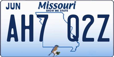 MO license plate AH7Q2Z