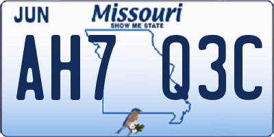 MO license plate AH7Q3C