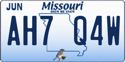 MO license plate AH7Q4W