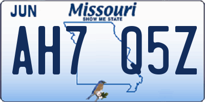 MO license plate AH7Q5Z