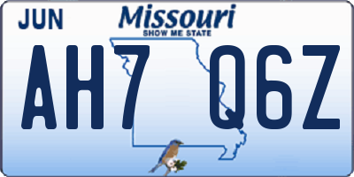 MO license plate AH7Q6Z