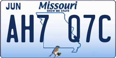 MO license plate AH7Q7C
