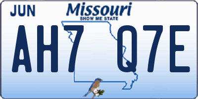 MO license plate AH7Q7E