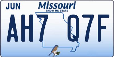 MO license plate AH7Q7F