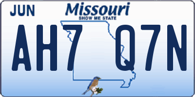 MO license plate AH7Q7N