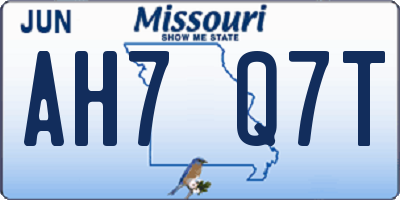 MO license plate AH7Q7T