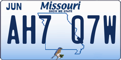 MO license plate AH7Q7W