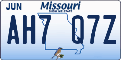 MO license plate AH7Q7Z