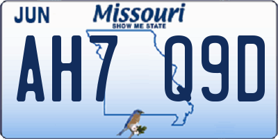 MO license plate AH7Q9D